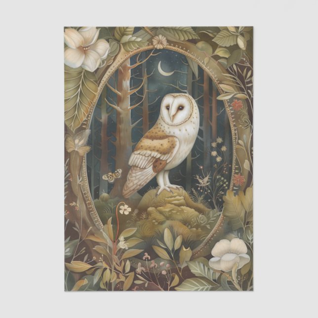 Beautiful Barn Owl Framed by the Forest Tissue Paper (Front)