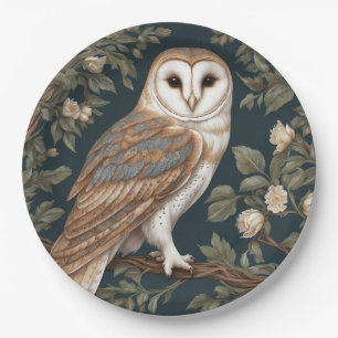 Beautiful Barn Owl William Morris Inspired Paper Plate