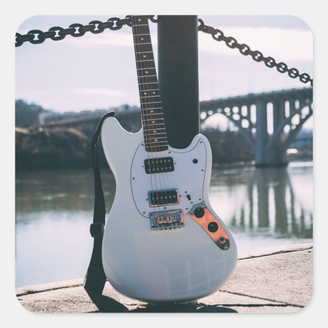 Beautiful Bass Guitar Square Sticker (Front)
