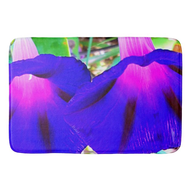 Beautiful Bathroom Mat with Purple Flowers (Front)