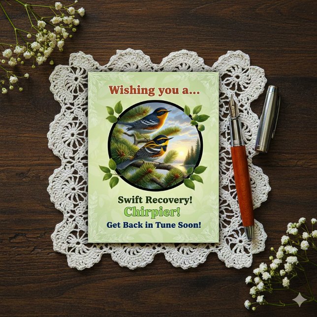 Beautiful Bay-breasted Warblers Get Well  Postcard (Creator Uploaded)