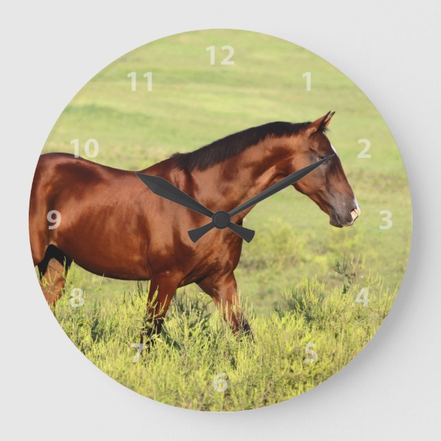 Beautiful Bay Horse Large Clock (Front)