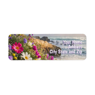Beautiful Beach and Flowers Return Address
