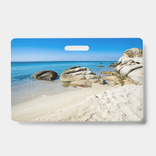 Beautiful beach at the Mediterranean Sea Badge