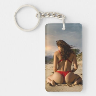 Beautiful Beach Babe Sexy Photo Key Chain