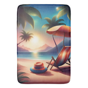 beautiful beach bath mat
