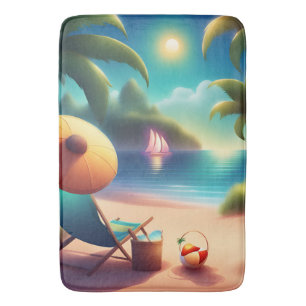 beautiful beach bath mat