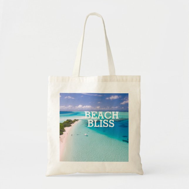 Beautiful Beach Bliss Reusable Tote Bag (Front)