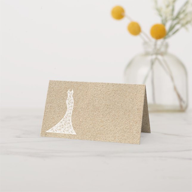 Beautiful Beach Bridal Shower Folded Place Cards (Front)