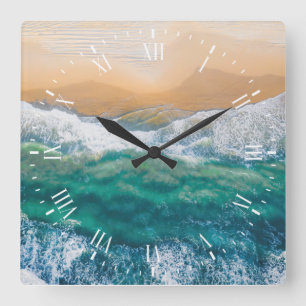 Beautiful beach crystal blue sea Square Wall Clock