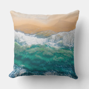 Beautiful beach crystal blue sea Throw Pillow