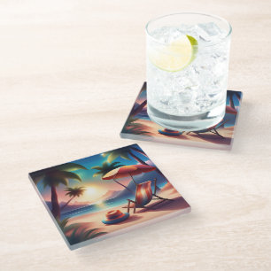 beautiful beach glass coaster