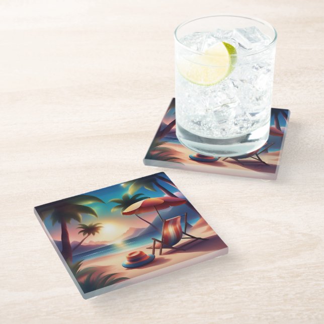 beautiful beach glass coaster (Angled)