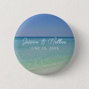  Beautiful Beach Horizon Custom Wedding Favour 2 Inch Round Button