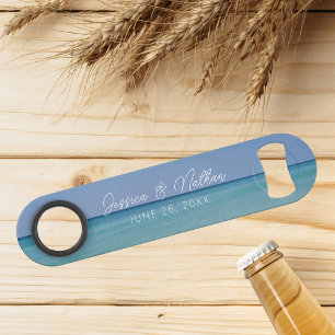 Beautiful Beach Horizon Personalized Wedding Bar Key