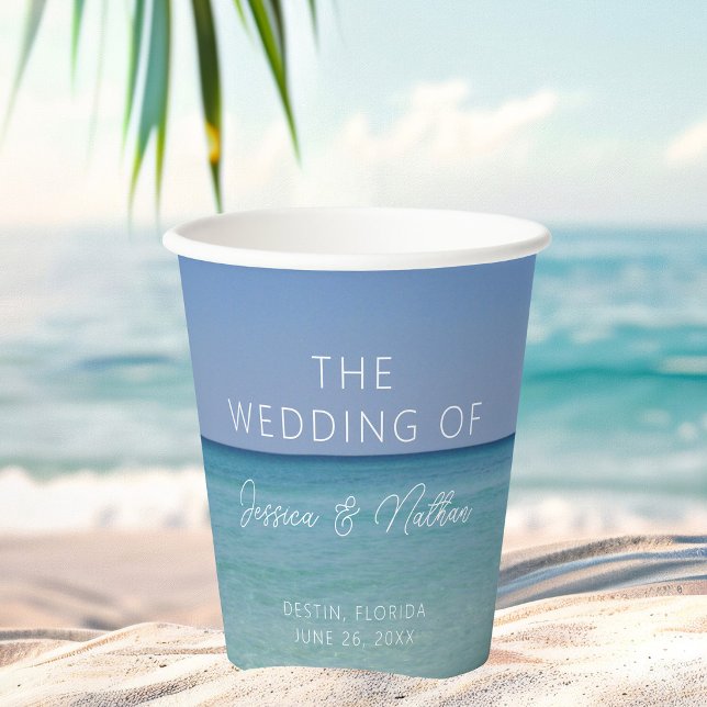  Beautiful Beach Horizon Personalized Wedding Paper Cups (Creator Uploaded)
