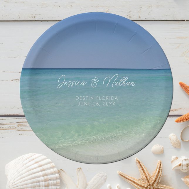  Beautiful Beach Horizon Personalized Wedding Paper Plate (Creator Uploaded)