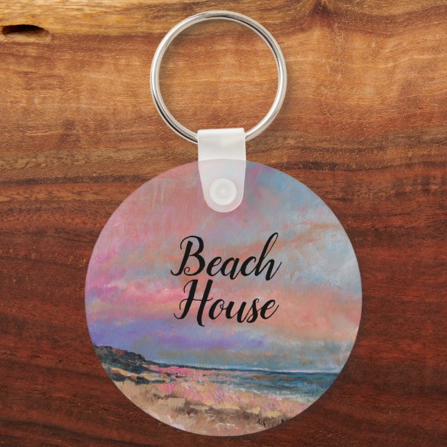 Beautiful Beach House Art Key Chain (Front)