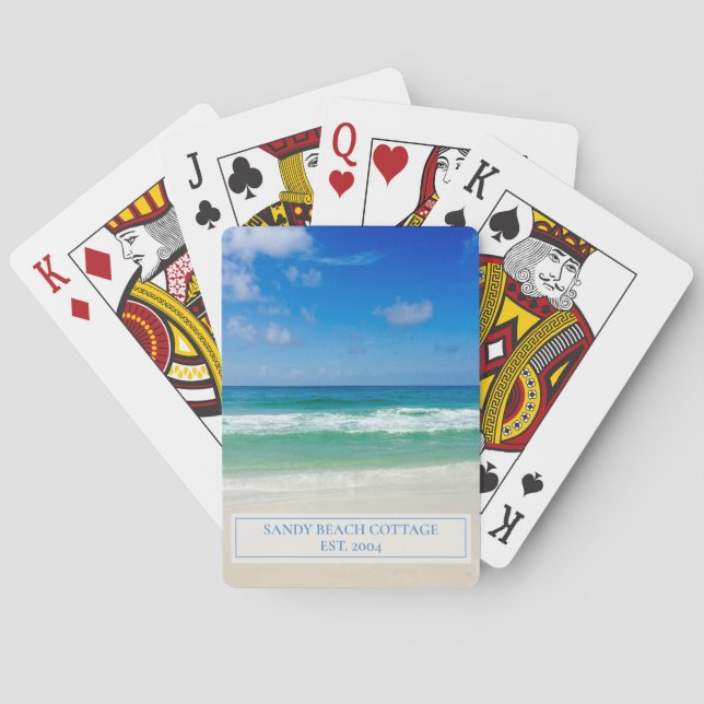 Beautiful Beach House Personalized Guest Playing Cards (Back)