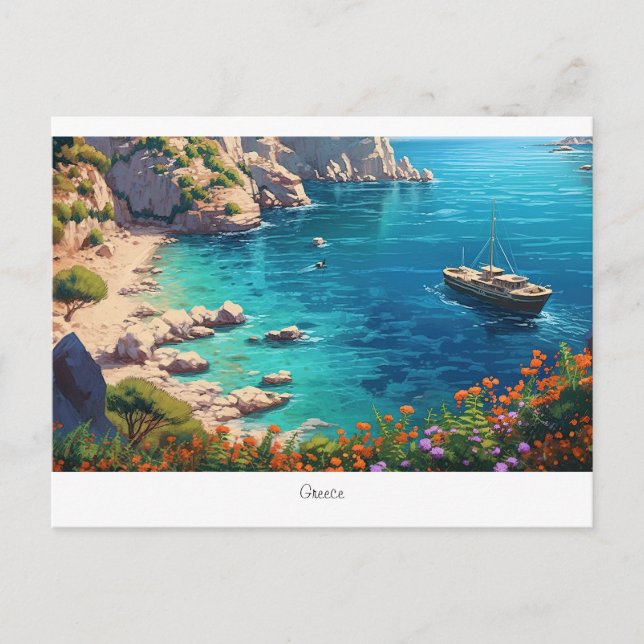 Beautiful beach in Greece  Postcard (Front)