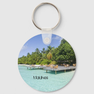 Beautiful beach in maldives keychain