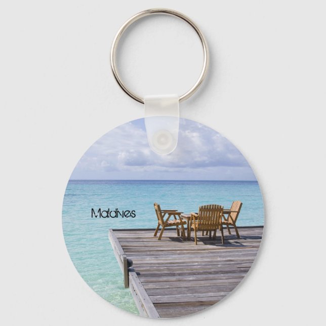 Beautiful beach in maldives keychain (Front)