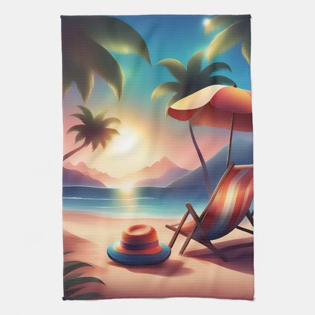 beautiful beach kitchen towel (Vertical)