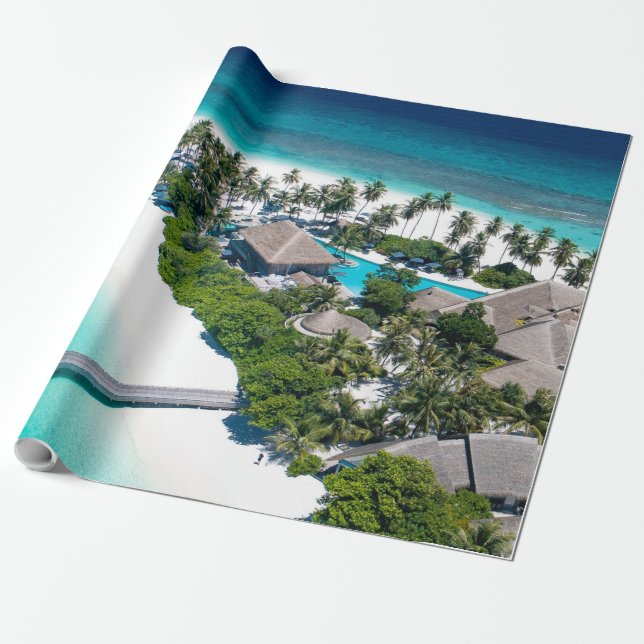 Beautiful Beach Landscape Wrapping Paper (Unrolled)