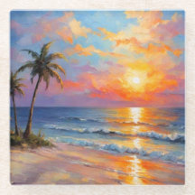Beautiful Beach & Palm Trees Coaster