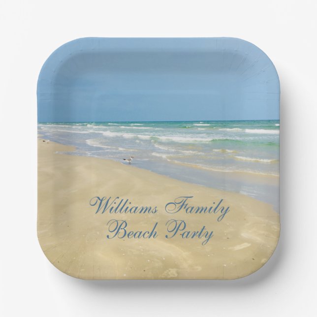 Beautiful Beach Party Custom Ocean Photography Paper Plate (Front)