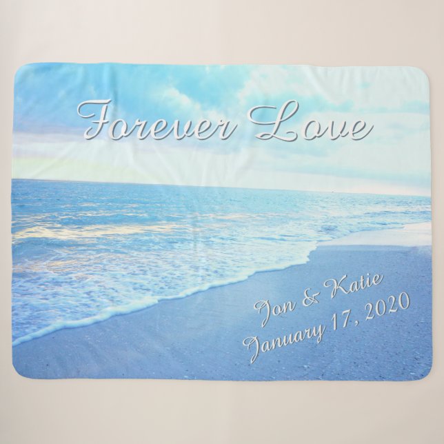 Beautiful Beach Personalized Wedding Throw Blanket (Front (Horizontal))