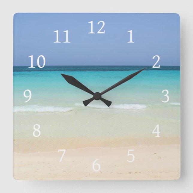 Beautiful Beach Photo 197 Square Wall Clock (Front)
