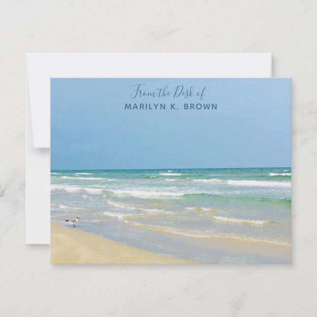 Beautiful Beach Photo Custom Seashore Stationery Card (Front)