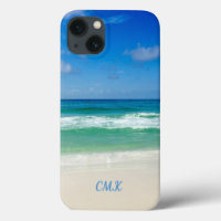 Beautiful Beach Photo Monogram Ocean Waves Seaside