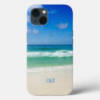 Beautiful Beach Photo Monogram Ocean Waves Seaside