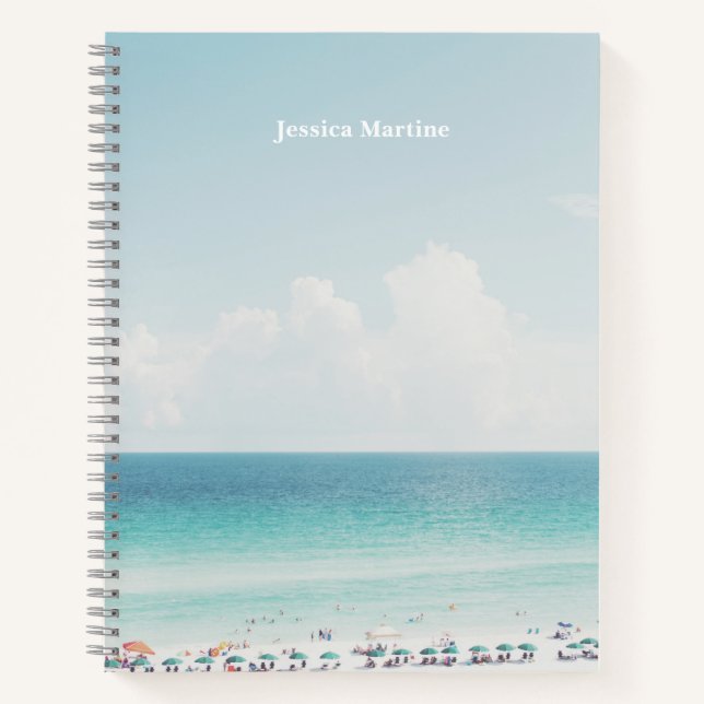Beautiful Beach Photography Cool Blue Ocean Skies Notebook (Front)
