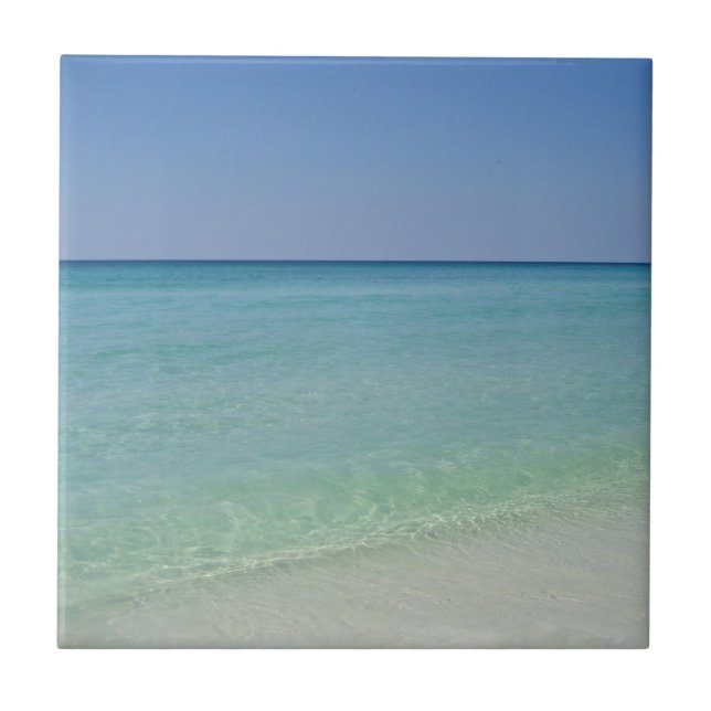 Beautiful Beach Photography Seaside Blue Green Tile (Front)