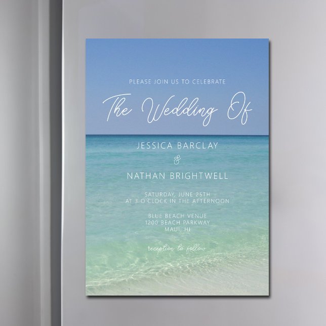 Beautiful Beach Photography Seaside Wedding Magnetic Invitation (Creator Uploaded)