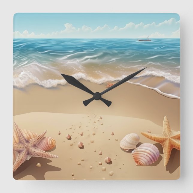 Beautiful Beach Scene Clock (Front)