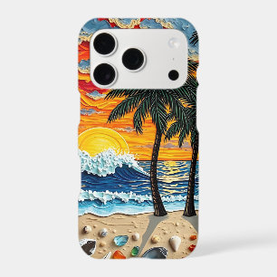 Beautiful Beach Scene with Palm Trees  