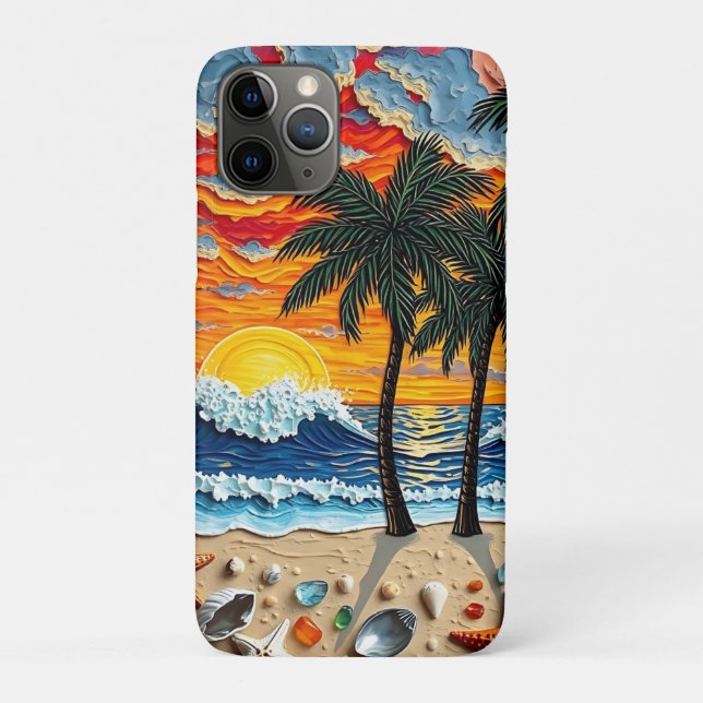 Beautiful Beach Scene with Palm Trees   Case-Mate iPhone Case (Back)