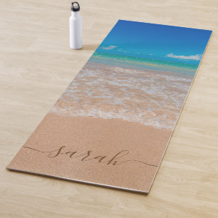 Beautiful Beach Sea Custom Name Yoga Mat