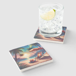 beautiful beach stone coaster