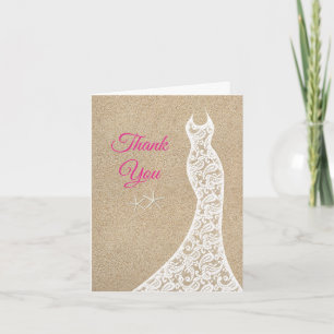 Beautiful Beach Thank You Card in Pink