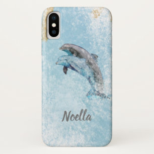 Beautiful Beach Theme Jumping Dolphins Art iPhone X Case