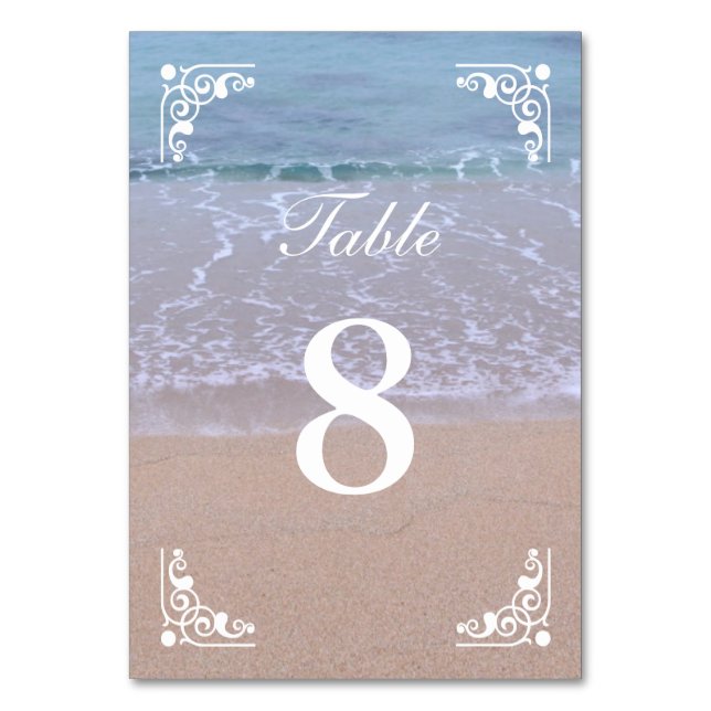 Beautiful Beach Theme Table Numbers (Front)