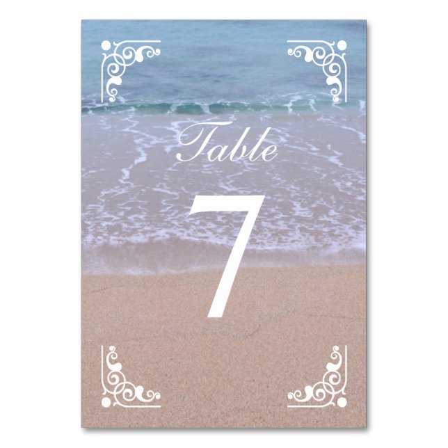 Beautiful Beach Theme Table Numbers Two-sided (Front)