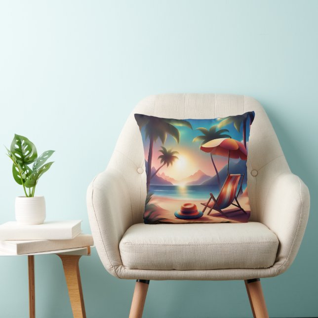 beautiful beach throw pillow (Chair)