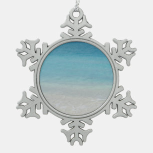 Beautiful Beach   Turks and Caicos Photo Snowflake Pewter Christmas Ornament
