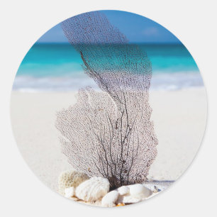 Beautiful Beach Turquoise Water and Blue Sky Classic Round Sticker